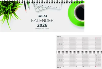 Produktbild von Schreibtischquerkalender 2026 / 56 Blatt / 1 Woche = 2 Seiten