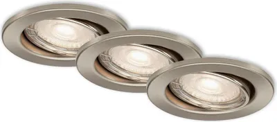 Immagine prodotto di Lampade da incasso LED orientabili Set da 3 GU10 5 W metallo argento Ø8,6 cm Briloner