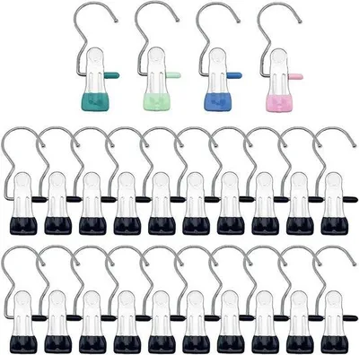 Produktbild von Kleiderhaken Set 24 schwarz mit Clips und Schuhhalter