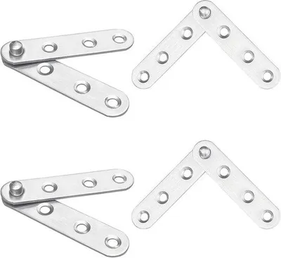 Image de Lot de quatre charnières RVS à rotation à 360 degrés - Charnières excentriques - Accessoires pour charnières de fenêtres et de portes RVS - Charnières invisibles pour bibliothèques et portes secrètes