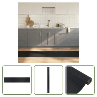 Zdjęcie produktu dla The Living Store Dywan prostokątny czarny 60x300 cm bambusowy