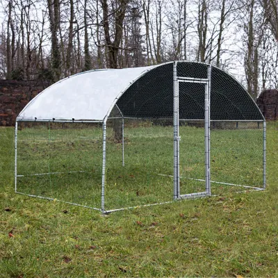 Zdjęcie produktu dla Wybieg Fudajo XXL 2 x 2,95 x 2 m z daszkiem przeciwsłonecznym i ocynkowanymi prętami, wybieg zewnętrzny jako woliera, kurnik lub klatka dla królików, wybieg dla małych zwierząt z prętami