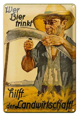 Produktbild von Blechschild Spruch 20x30cm wer Bier trinkt Landwirtschaft