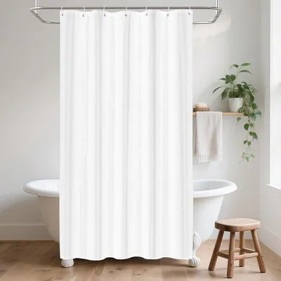 Immagine prodotto di Tenda da doccia bianca Unyqoos® in 100% poliestere per il bagno, idrorepellente e resistente alla muffa, ad asciugatura rapida, lavabile in lavatrice, inclusi 7 ganci