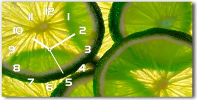 Produktbild von Wanduhr aus Glas – 60x30 cm - Glasbild - Glasuhr - Gehärtetes Glas - weisse-zeiger - Limette