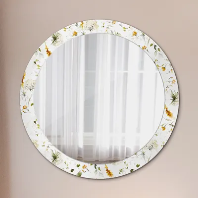 Produktbild von Ø80cm Modern Spiegel - Wandspiegel Wandmontage- Schlafzimmer - Feld Blumen