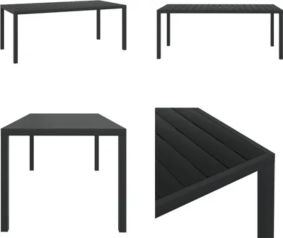 Image de vidaXL Table de jardin WPC Aluminium 185 x 90 x 74 cm Noir - Table de jardin - Tables d'extérieur - Tables d'extérieur