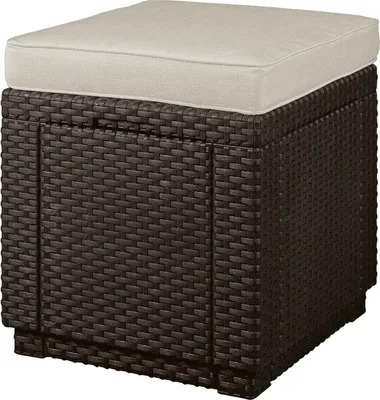 Obrázok produktu pre Záhradný taburet Jardin Cube hnedý so sivohnedou poduškou