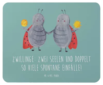 Produktbild von Mr. & Mrs. Panda Mouse Pad Zwillinge Abenteuer - Meeresbrise - Geschenk, Charakter, Horoskop, Sternzeichen, Tierkreiszeichen, laptop mauspad, Geschenke Astrologie