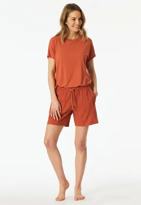 Productafbeelding van Schiesser korte pyjama mix + relax, terracotta, dames