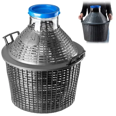 Produktbild von KADAX Glasballon mit Kunststoffkorb "Fonte", Weite Öffnung, Weinballon, Flaschen, Gärbehälter, 20L