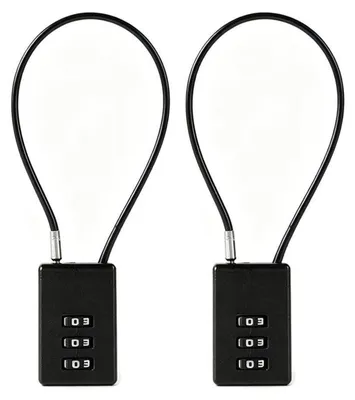 Produktbild von Kabelschloss 3-stellig Zahlenschloss 30cm Drahtseil Schwarz 2er Set