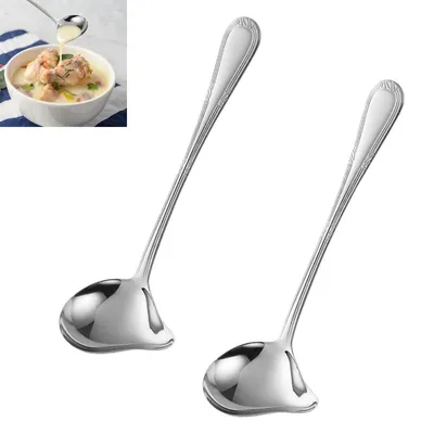 Produktbild von 2 × Soßenlöffel 20 cm, Küchenhelfer aus Edelstahl, Suppenkelle Edelstahl, für Sauce Suppe Küche