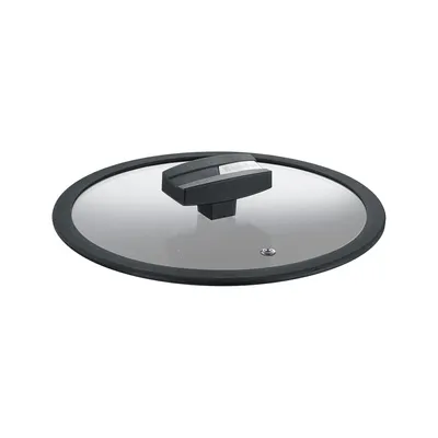 Obrázok produktu pre Sklenené veko Balance s čiernym silikónovým okrajom 28 cm, sklo, priehľadné