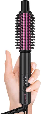 Immagine prodotto di Spazzola mini per capelli con aria calda - Spazzola per lo styling dei capelli - 3 livelli di temperatura - Diametro di 2,5 cm - Colore nero