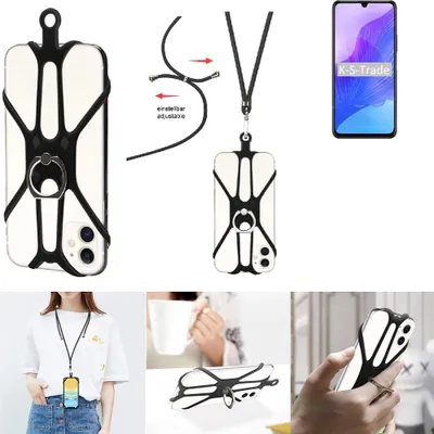 Produktbild von K-S-Trade 3in1 Handykette Handyband Handykordel Halsband Smartphone-Ring Handy-Ring kompatibel mit Huawei Honor 30 Lite Fingerhalterung Handyring