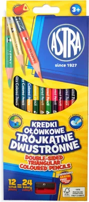 Image de Crayons de couleur 12/24 couleurs triangulaires Astra 0825