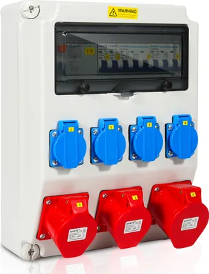 Produktbild von Jopassy Stromverteiler Baustromverteiler Verteiler Wandverteiler CEE Kraftstrom Steckdose IP44 für Baustelle 1X32A 2X16A 4x230V MIT LS+FI