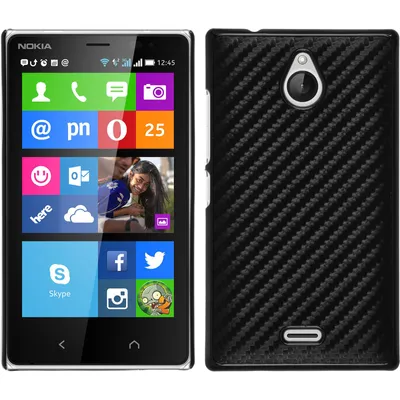 Produktbild von PhoneNatic Case kompatibel mit  Nokia X2 - Hülle schwarz Carbonoptik Hard-case + 2 Schutzfolien