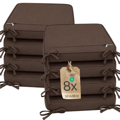 Produktbild von Sitzkissen Stuhlkissen Indoor & Outdoor 8er Set 45x45 cm - Braun - etérea Mila Stuhl Kissen Auflage