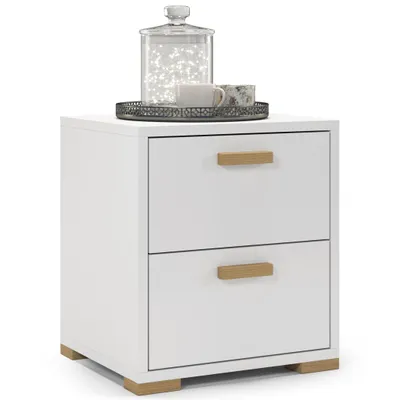 Obrázok produktu pre Nočný stolík 40x45x35 cm, biely, 2 zásuvky, moderný klasický štýl