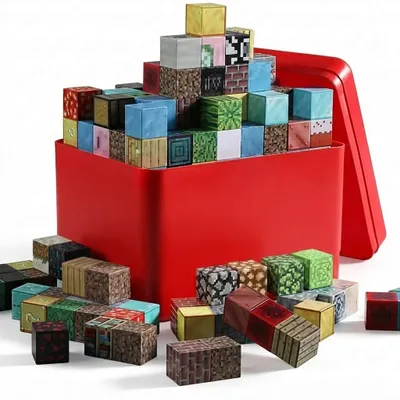 Produktbild von 200tlg. Magnetische Bausteine Set – Pixel-Bauwelt mit praktischer roter Box