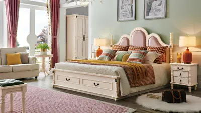 Produktbild von 3tlg. Set Schlafzimmer 2xNachttisch Holz Designer Bett Luxus Klassisch Neu