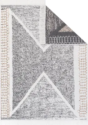 Produktbild von Tapiso Teppich AZTECA modern Fransen grau creme melange Wohnzimmer 60 x 110 cm