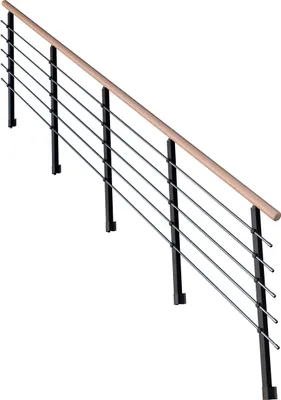 Produktbild von Treppengeländer Modell Kos Gerade-14 Stufen-Metall-Buche-Schwarz RAL 9005