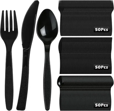 Produktbild von Wiederverwendbares Besteckset, Messer, Gabeln und Löffel, BPA-frei, Leicht, Für Reisen