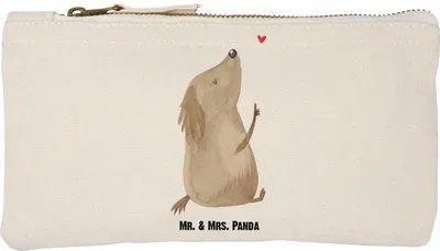 Produktbild von Mr. & Mrs. Panda beauty case Hund Liebe Größe S Klein - Weiß - Geschenk, Schlampermäppchen, kosmetiktäschchen, Hunde, Kosmetiktasche, Herz, Bag, Pouch, Sprüche
