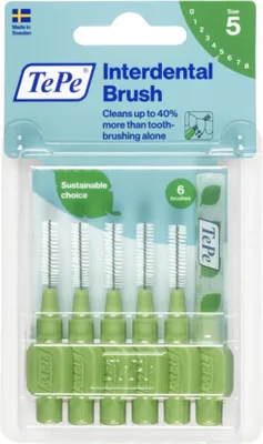 Produktbild von TePe | Interdentalbürsten 0,8 mm - Grün - 6 Stück - Effektive Zahnreinigung - Schutz vor Karies