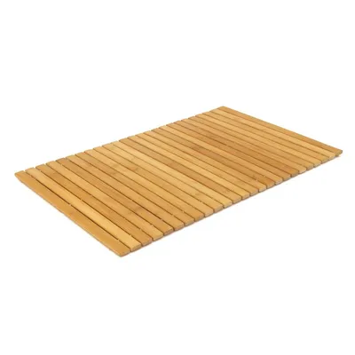 Produktbild von Bambus Duschmatte 60 × 40 cm – Rutschfeste Badematte aus Holz – Wasserbeständig & Langlebig –  braune Badezimmermatte – Braun