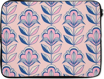 Produktbild von MuchoWow® Laptop Hülle 17 Zoll Laptoptasche Retro - Design - Blumen - Zipper - Schutzabdeckung