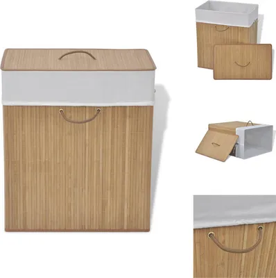 Image de vidaXL Panier à linge en bambou Rectangulaire Naturel - Paniers à linge