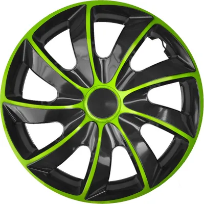 Obrázok produktu pre NRM Quad Bicolour Wheel Trims for Steel Rims Two-tone Hubcap Set 4 Car Black/Green, 16"