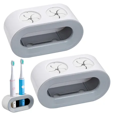 Produktbild von OKWISH Zahnbürstenhalter 2er Set, Bohrfreier Wand-Zahnbürstenhalter für Badezimmer, Platzsparend & Praktisch, Grau