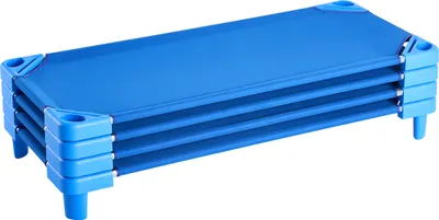 Obrázek produktu pro SucceBuy stohovatelná postýlka, 4ks, 132 x 58 cm (D x Š), přenosná pro děti, ideální pro školky, předškolní zařízení, na spaní, modrá barva