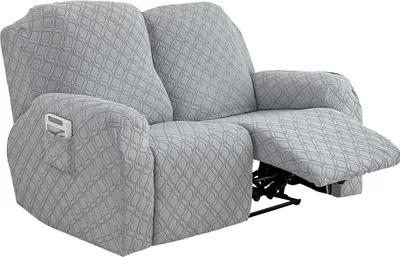 Produktbild von Relaxsofa Hussen, Bezug für Relaxsessel, 6-teiliges Stretch Sofa Überwurf Weich Jacquard Sesselbezug Sofahusse mit Tasche für 2 Sitzer,Hellgrau