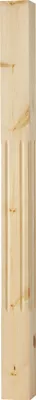 A close-up, vertical shot of a wooden post with visible grain and some subtle grooving.
