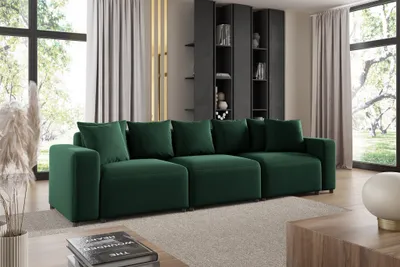 Productafbeelding van Bank Designersofa Bigsofa MEGAN, 3-zits, bekleed met stof Salvador, donkergroen