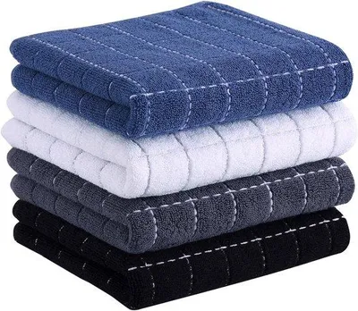 Produktbild von Unyqoos® Geschirrtücher 4er-Set – 100% Baumwolle, sehr saugfähig (0–5 s), Jacquard, weich & fusselfrei, 35×75 cm, waschbar