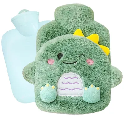 Produktbild von Wärmflasche 400 ml - Mini Wärmflasche - Dinosaurier - Weiches Plüsch - Perfektes Geschenk - 21 x 20 cm - Wärmflasche