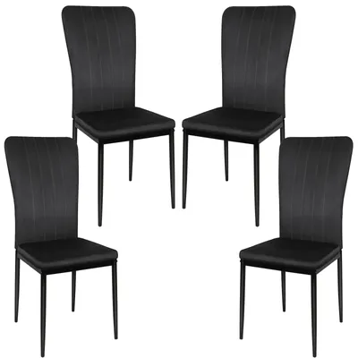 Produktbild von Esszimmerstuhl 4er Set Samtbezug Polsterstuhl Küchenstuhl Wohnzimmerstuhl mit Rückenlehne Schwarz