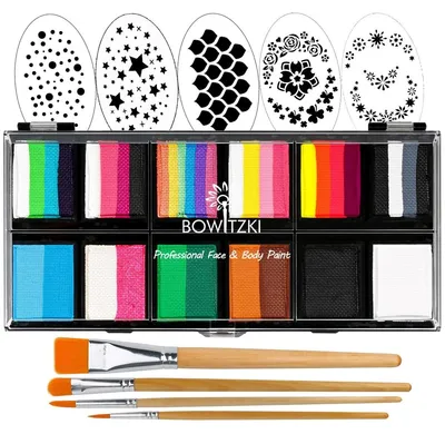 Produktbild von Professionelles Gesichtsbemalungs-Set mit 12 Farben und Schablonen