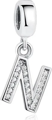 Produktbild von PANDACHARMS Anhänger Charm Buchstabe N, 925er Sterling Silber, passt zu Pandora