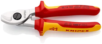 Produktbild von KNIPEX 95 16 165 SB Kabelschere isoliert mit Mehrkomponenten-Hüllen, VDE- verchromt 165 mm (SB-Karte/Blister)