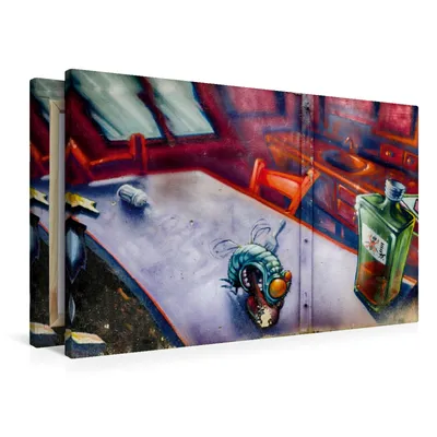 Produktbild von Calvendo Textil-Leinwand 90 cm x 60 cm quer Graffiti an der Turnhalle Gamigstraße, Meutzner Dirk; 7281124