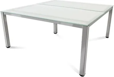 Produktbild von Mehrfacharbeitstisch Executive BxTxH 160x163x73cm Gestell verchromt Platte Glas satiniert.