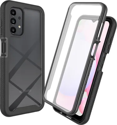 Image de Etui pour Samsung Galaxy A13 4G, bumper avec protecteur d'écran intégré Etui de protection 360° pour le corps entier noir